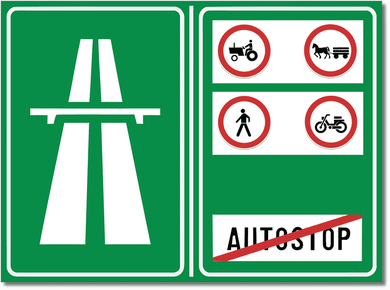 Prometni znak Zabrana ulaska određenih vrsta vozila na autocestu ili brzu cestu
