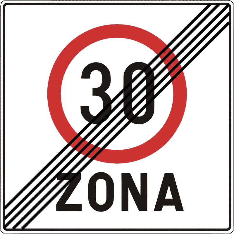 Prometni znak Završetak zone u kojoj je ograničena brzina