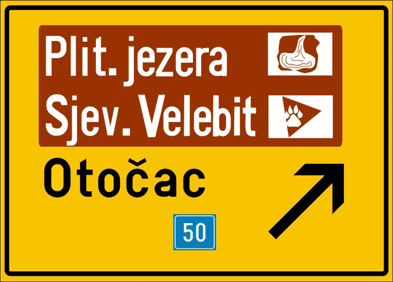 Prometni znak Putokaz na portalu